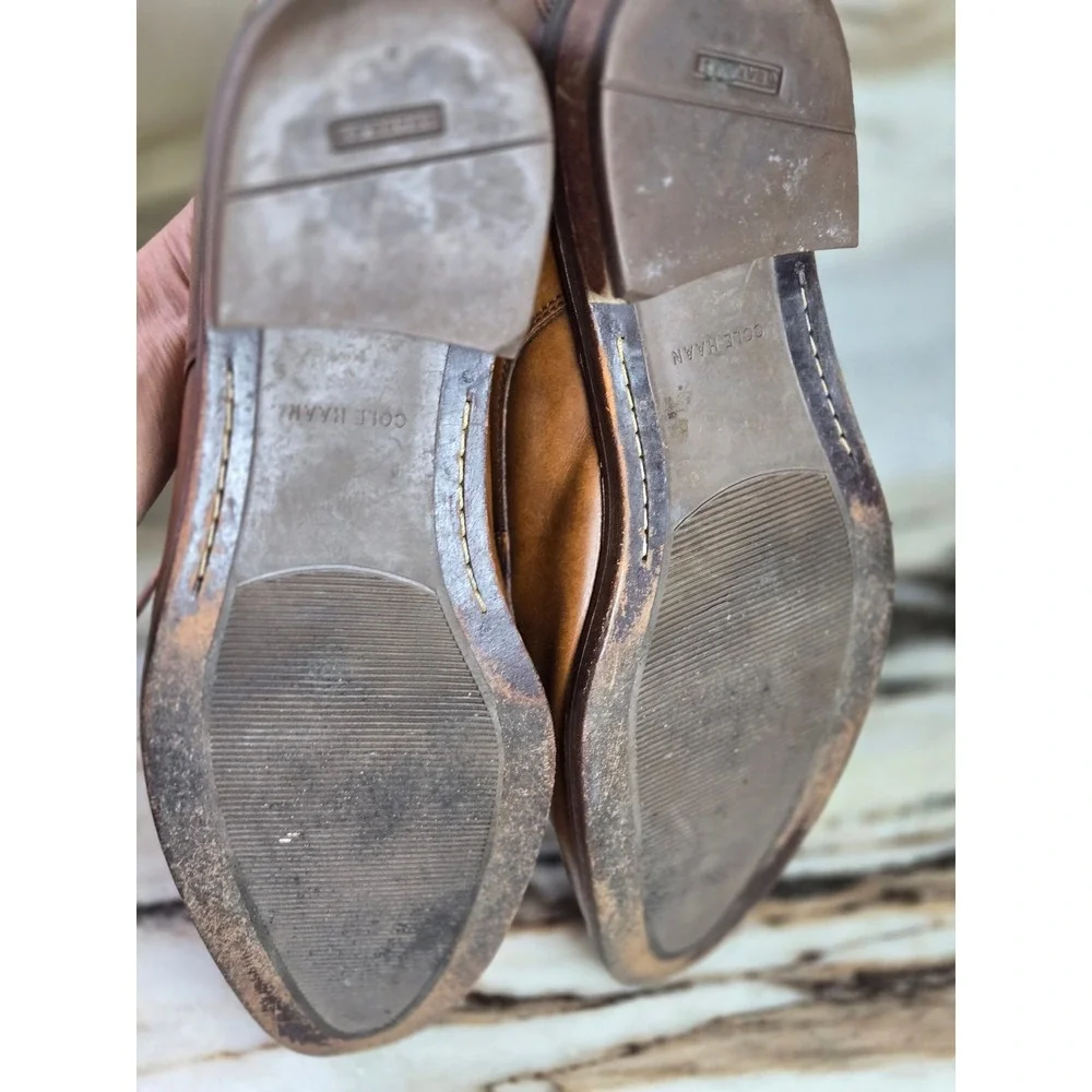 Cole Haan Grand OS 13MTan Brown‎ Leather Split Toe Derby Dress Shoes